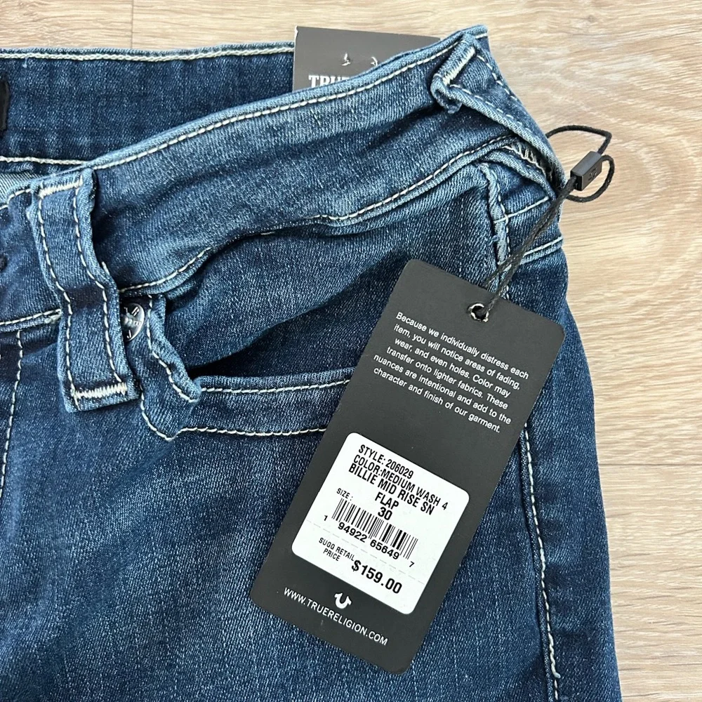 True Religion Billie Mid Rise Straight Jeans – W30 (NWT) - Picture 5 of 7